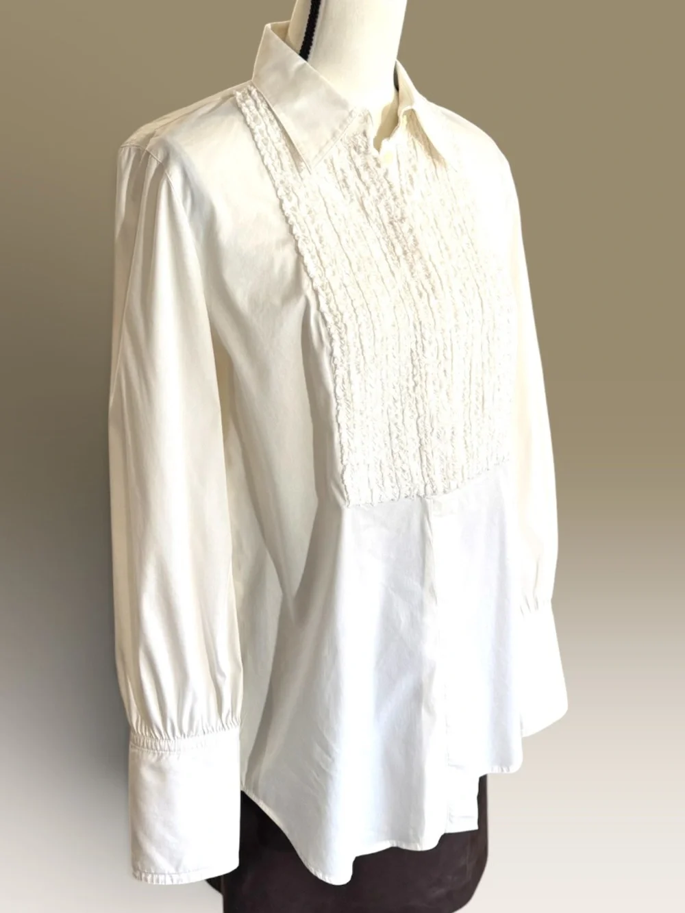 Luisa Cerano White Tuxedo Stye Button Down